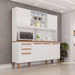 Armário para Cozinha 6 Portas 2 Gavetas Luna Plus Yescasa Branco Branco