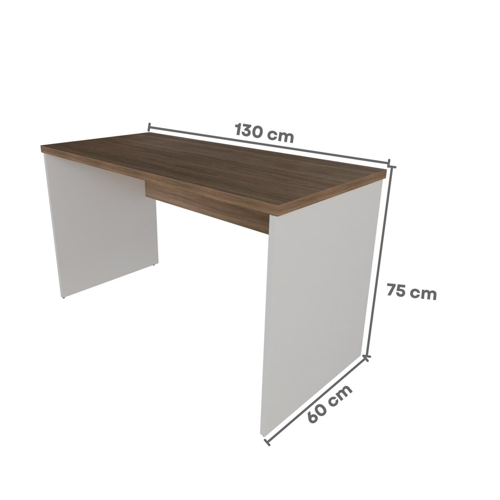 Escrivaninha Mesa Escritório 130CMX60CM 130cm Branco e Carvalho Mel Bege Branco/Carvalho Mel — imagem 2 de 2