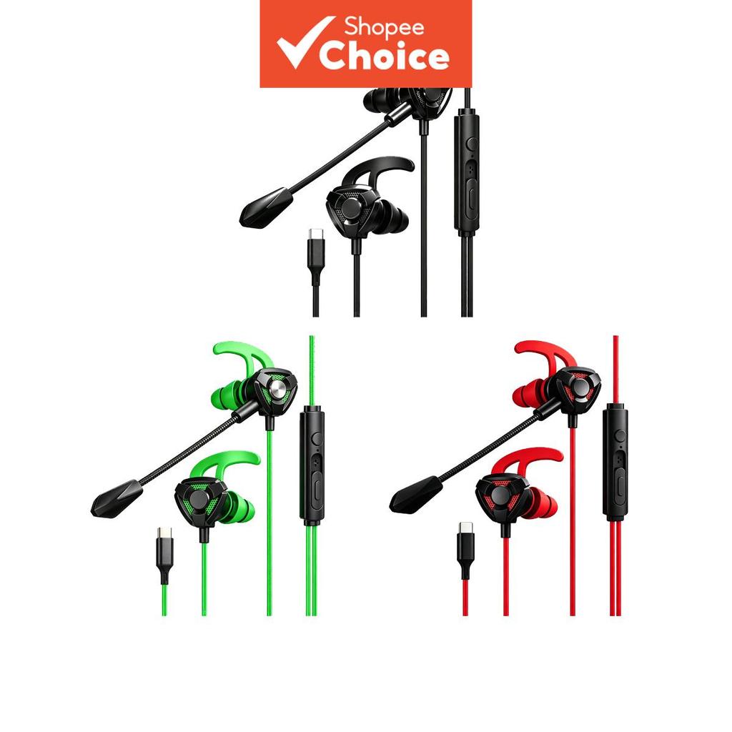 Fones De Ouvido G21 Tipo-C Para Jogos Com Fio Meio Intra-Auricular Digitais Controle Inferior Compatível Smartphones Som