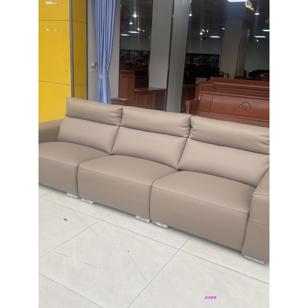 Novo estilo italiano sofá de couro ecológico sala de estar em linha sofá de três lugares simples 3m moda vendas diretas 