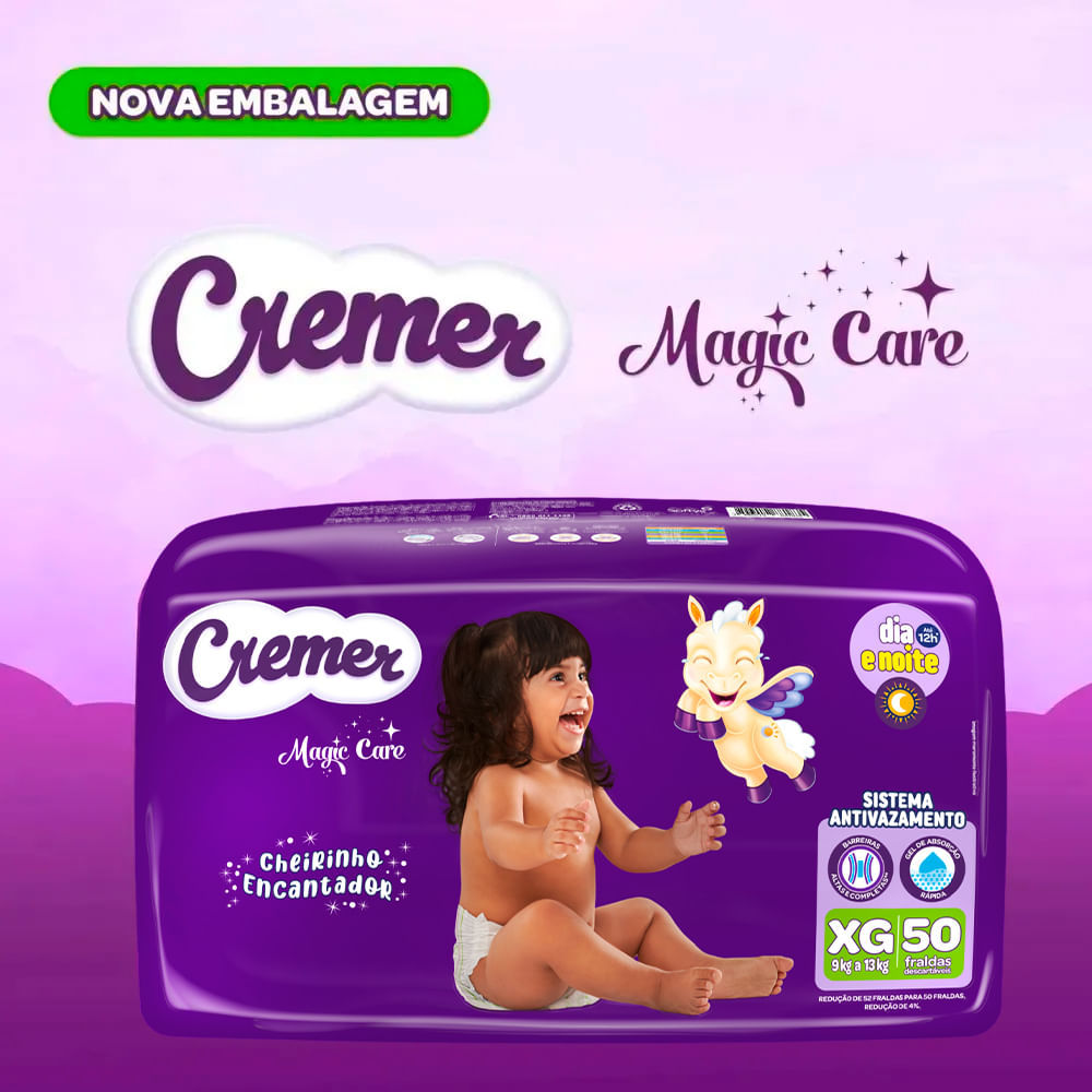 Fralda Descartável Cremer Magic Care Hiper XG 50 Tiras · foto 2