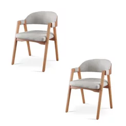 Kit 2 Cadeiras para Mesa de Jantar Gaia Yescasa Cinza Linho Cinza