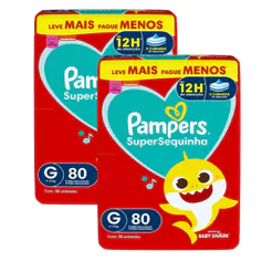 Kit 2 Fraldas Descartáveis Pampers Supersequinha Jumbo G - 160 Tiras