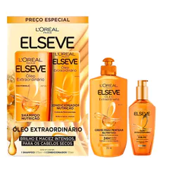 Kit Elseve Extraordinário Shampoo 375ml + Condicionador 170ml + Creme Para Pentear 250ml + Óleo 100ml