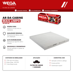Filtro Do Ar condicionado cabine NISSAN MARCH VERSA 2011ate 2023 – Wega AKX1959