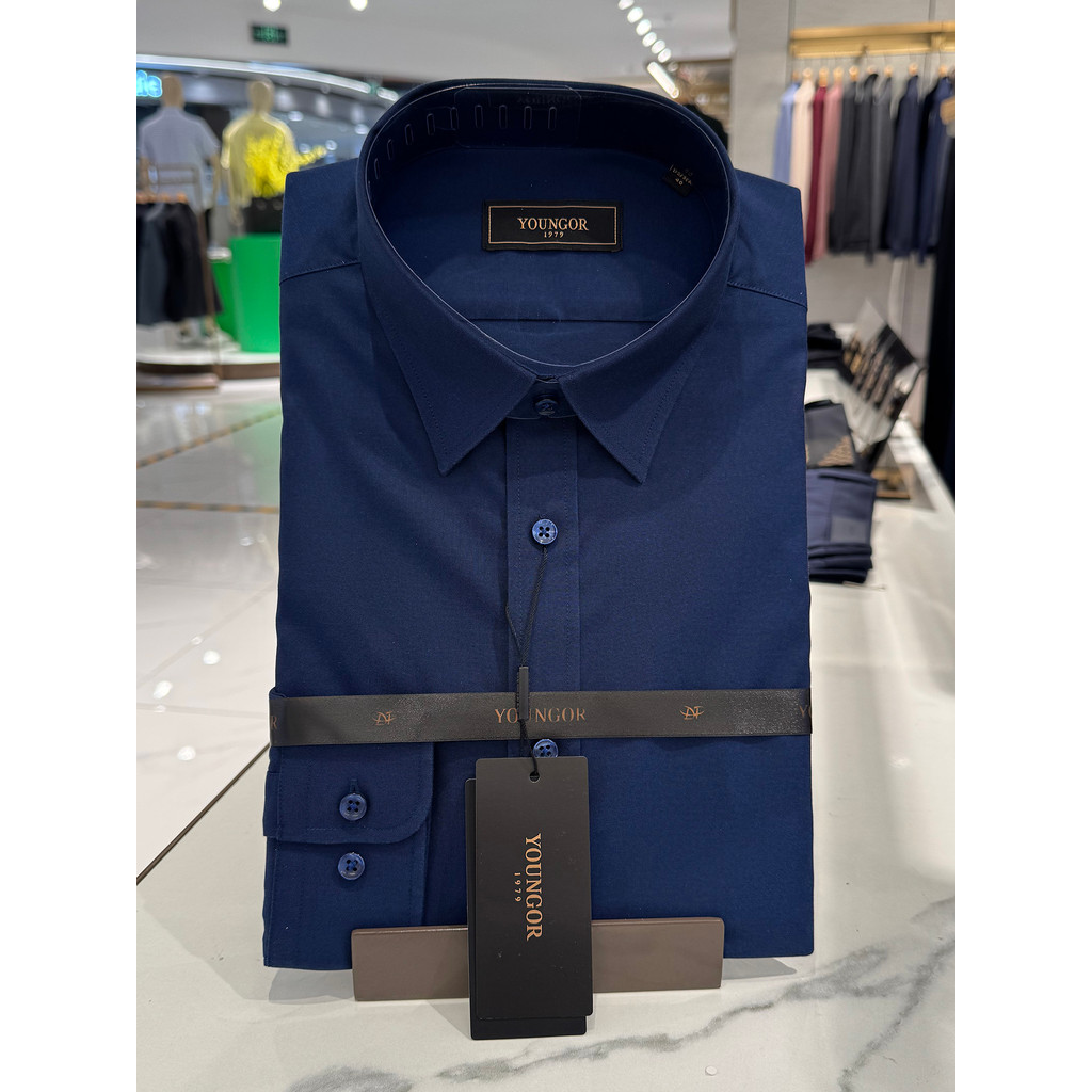 [Multicolor] Camisa masculina de manga comprida Yagoer empresarial Casual cor sólida algodão antirrugas 16384FJA