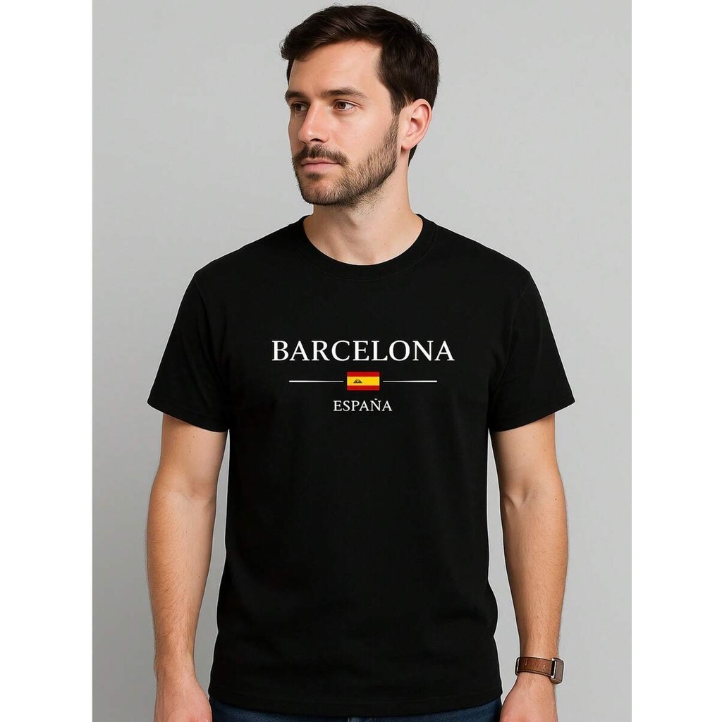Camiseta Unissex Barcelona 100% Algodão T-Shirt Camisa Gola Redonda Costura Reforçada Premium F P Ecom