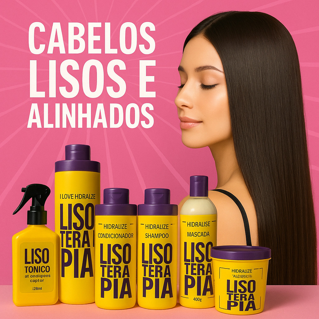 Kit 7 em 1 Lisoterapia - Progressiva Shampoo Condicionador Protetor Térmico Tônico Capilar Máscara