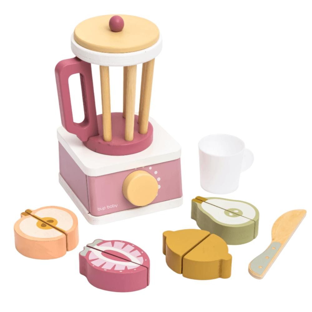 Brinquedo De Madeira Kit Liquidificador Com Frutas e Corte Rosa Büp Baby em Oferta na Shopee