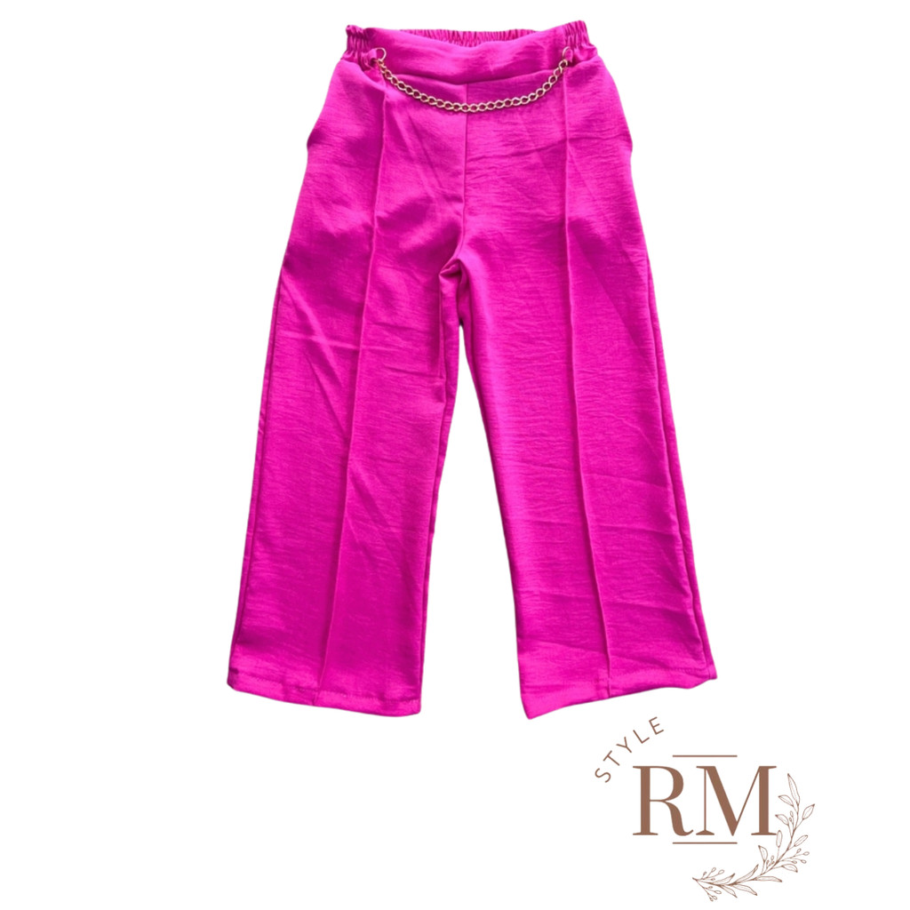 Calça Duna Pantalona Infantil e Juvenil - Tecido Duna com Corrente em Oferta na Shopee