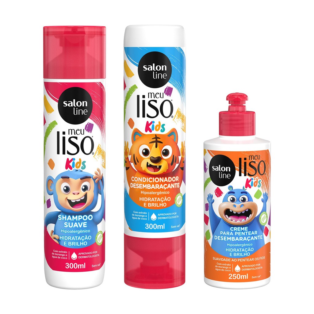 Meu Lisinho Kids Shampoo + Condicionador + Creme para pentear Salon Line em Oferta na Shopee