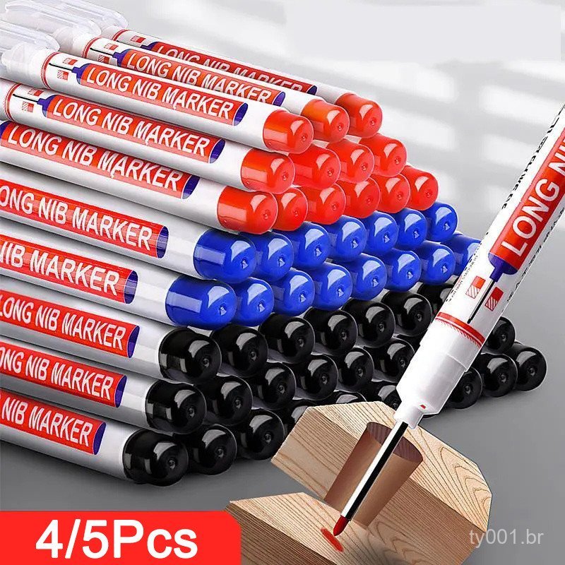 4/5 Pçs/set 20mm Buraco Profundo Caneta Marcadora de Cabeça Longa Para Metal Carpintaria Perfuração À Prova D 'Água
