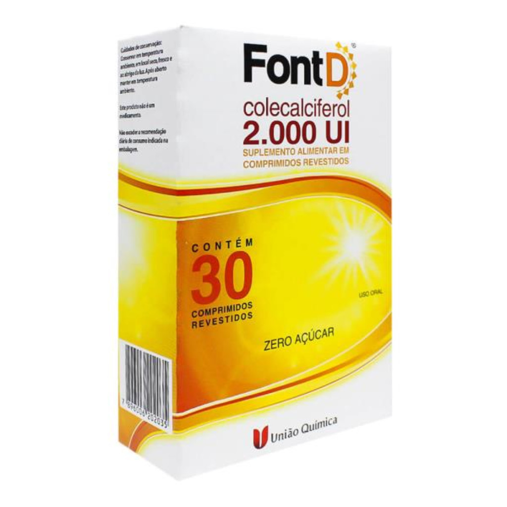 Font D Vitamina D3 2000 UI com 30 Comprimidos Revestidos – União Química em Oferta na Shopee