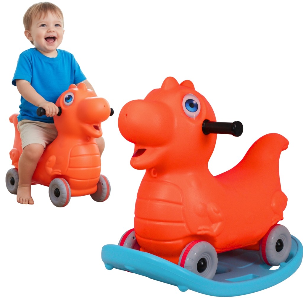 Brinquedo 2 Em 1 Andador E Balanço De Dinossauro Gangorra Laranja - Castela em Oferta na Shopee