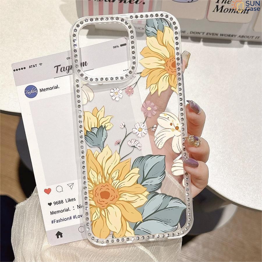 Capinha Para iPhone 15 14 13 12 11 XR Pro Capa Ce Celular Normal Com Diamante Glitter Transparente SZK 1008