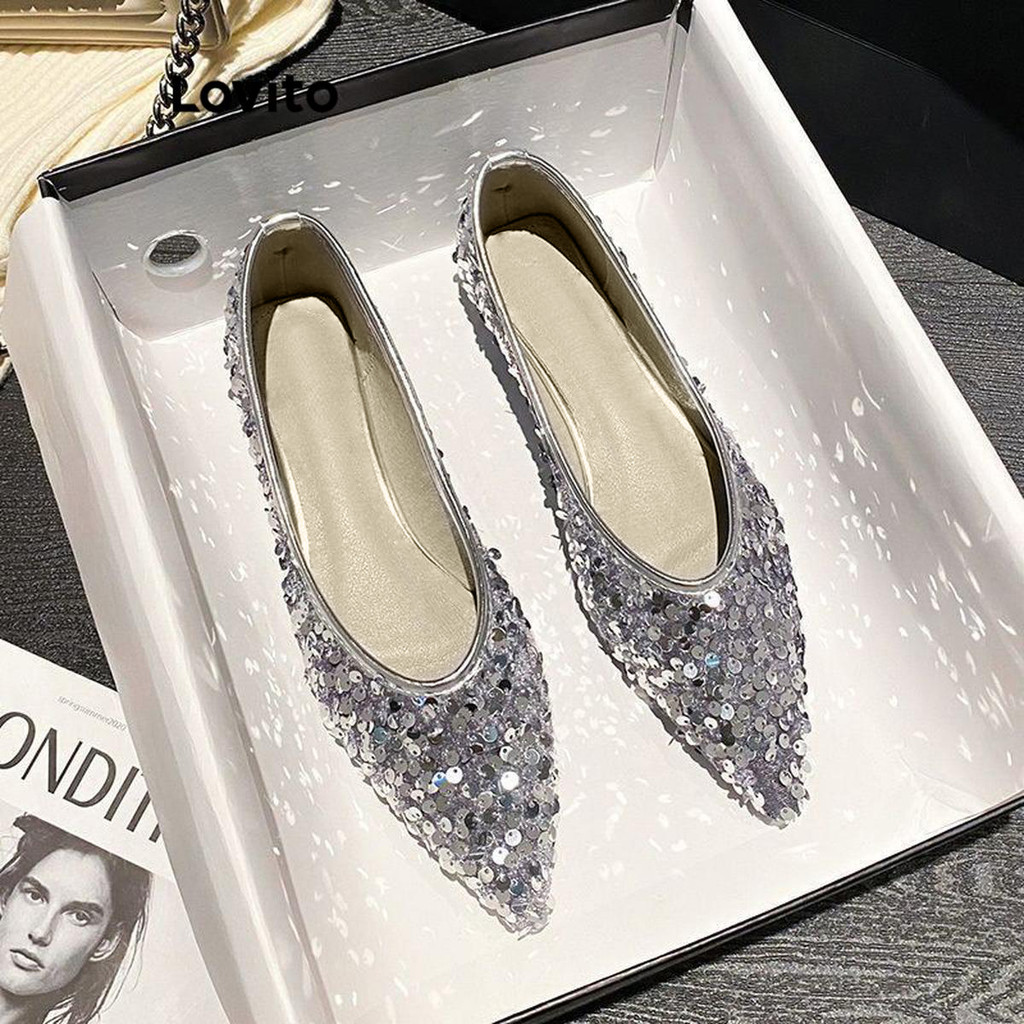 Detalhes do Lovito Elegante Simples Francês Confortável Fundo Plano Ballet Flat Flat para Mulheres LFA58276