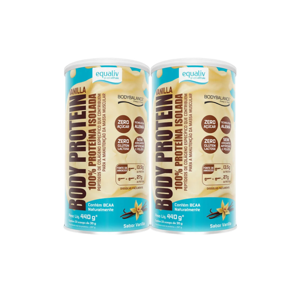 Kit 2x Body Protein Vanilla Proteína Isolada 440g Equaliv