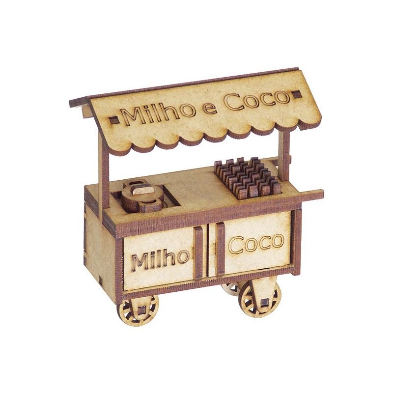 Miniatura Carrinho de Milho e Coco em MDF Woodplan M1042