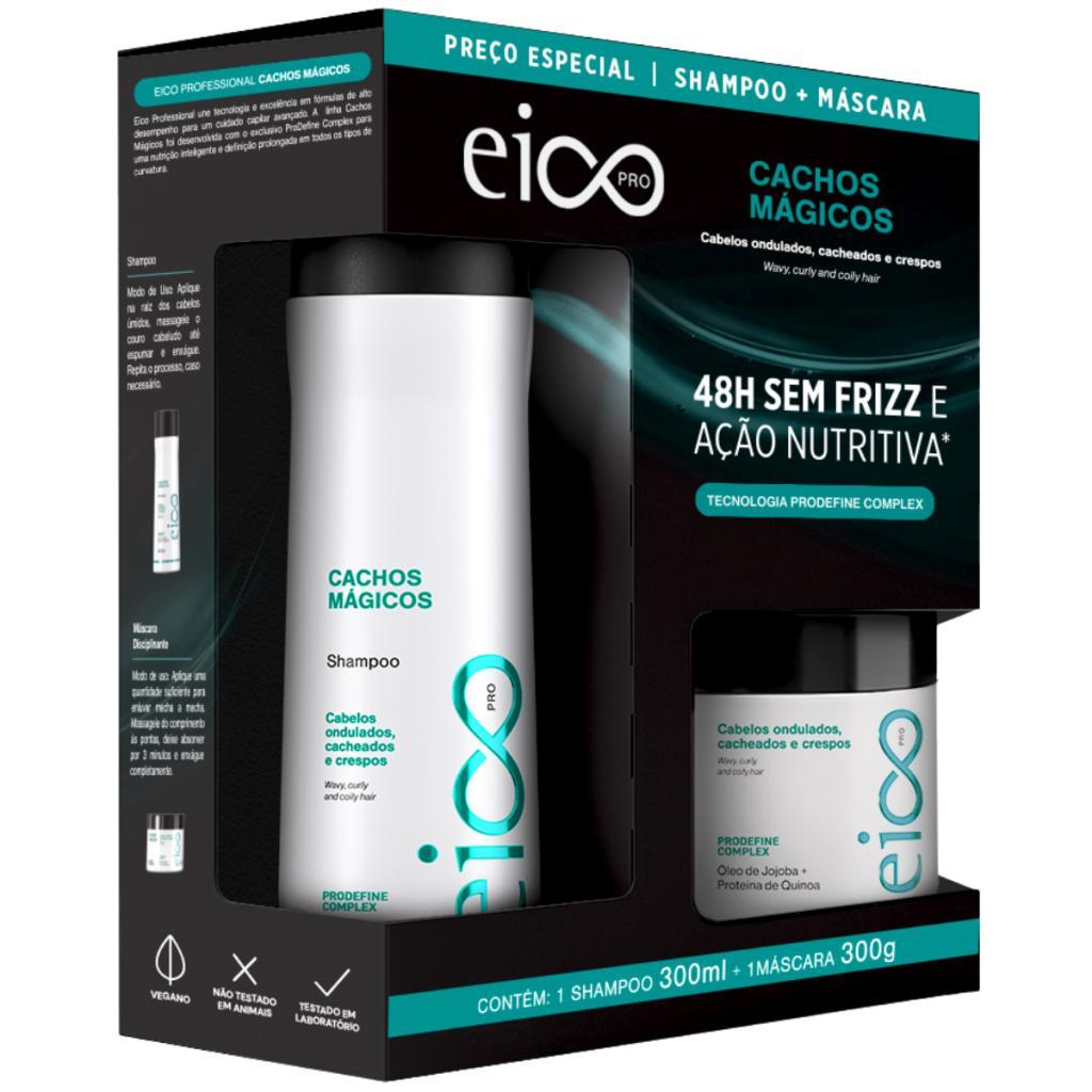 Kit Eico Shampoo 300ml Máscara Tratamento Hidratação 300ml Cachos Mágicos em Oferta na Shopee