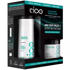 Kit Eico Shampoo 300ml Máscara Tratamento Hidratação 300ml Cachos Mágicos
