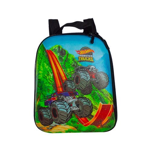 Mochila Infantil Hot Wheels Trucks Multicolorida Resistente Leve Escolar Rodinhas