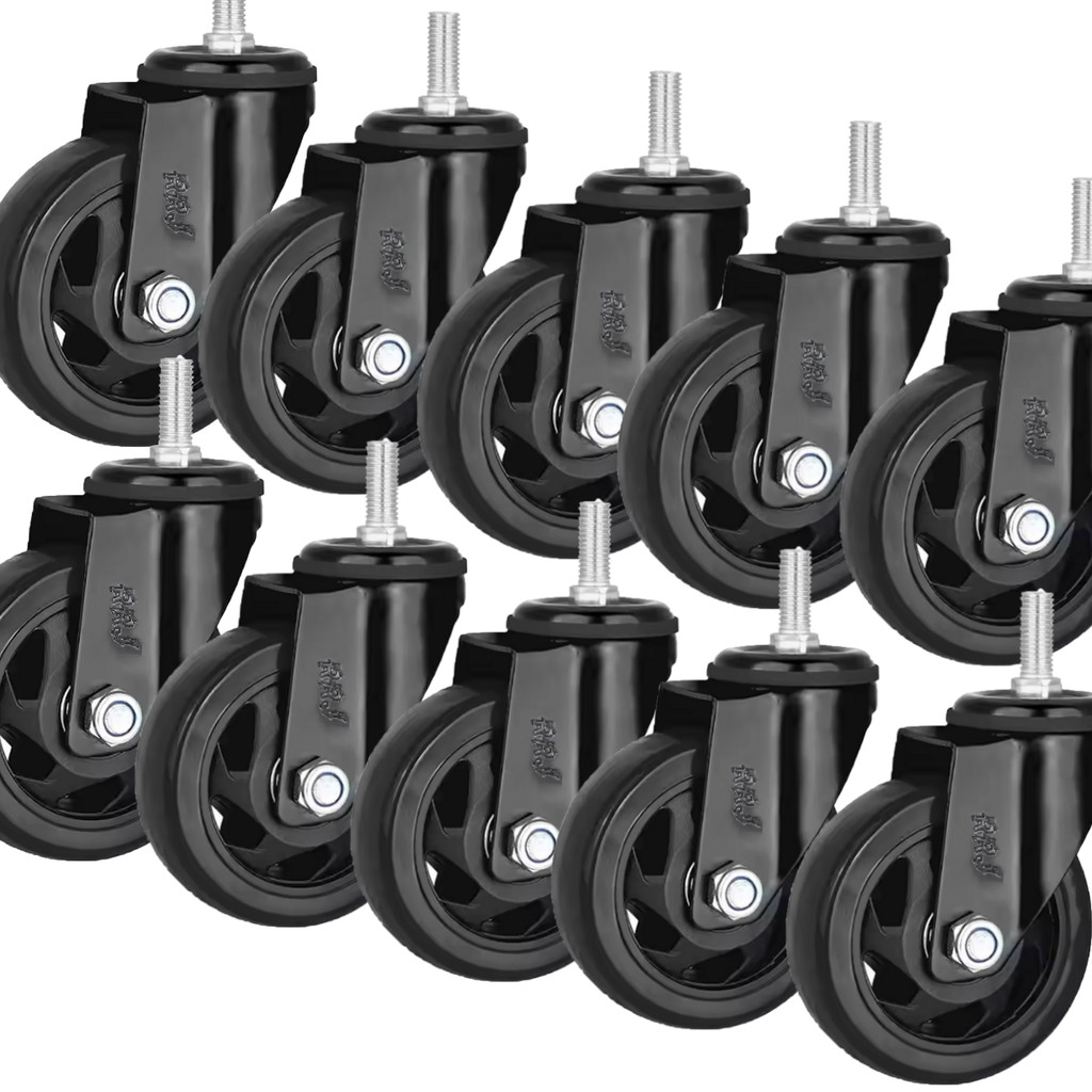 Kit 10 Rodizio Para Moveis Pesados Com Espiga  Rodinhas Roda Grande 3" Polegadas Reforçada 75mm Rrj