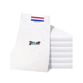 Primavera verão autêntico calças masculinas de golfe branco moda Casual calças retas meados de cintura alta estiramento 