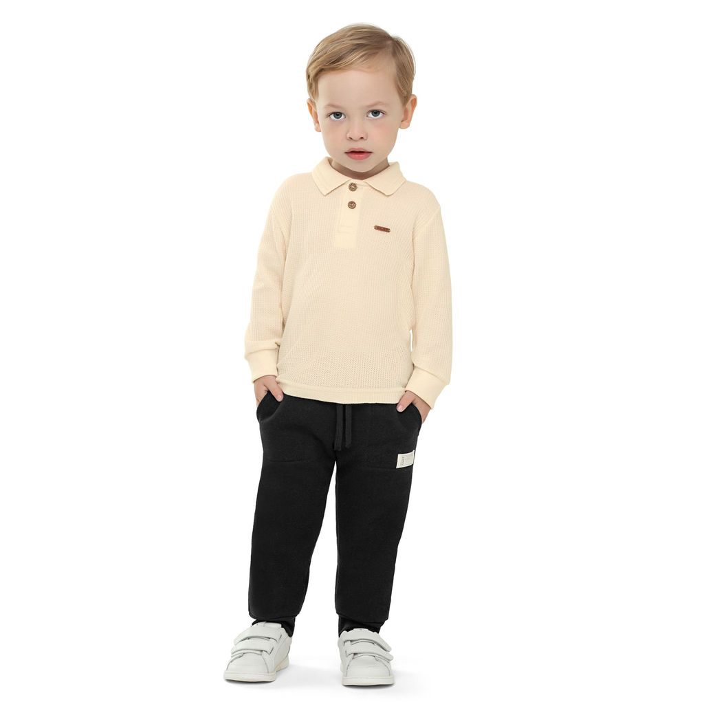 Calça Infantil Menino Moletom Piquê Colorittá Preto