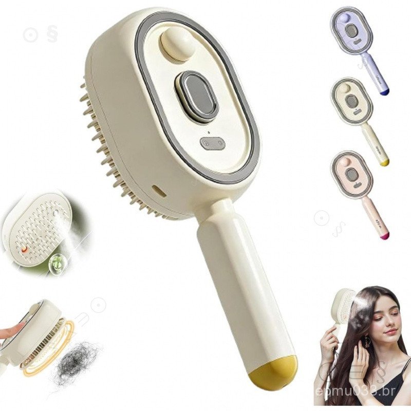 Escova a Vapor Elétrica Aprimorada para Cabelo, Alisador a Vapor Recarregável, Escova a Vapor Desembaraçadora para Cabel