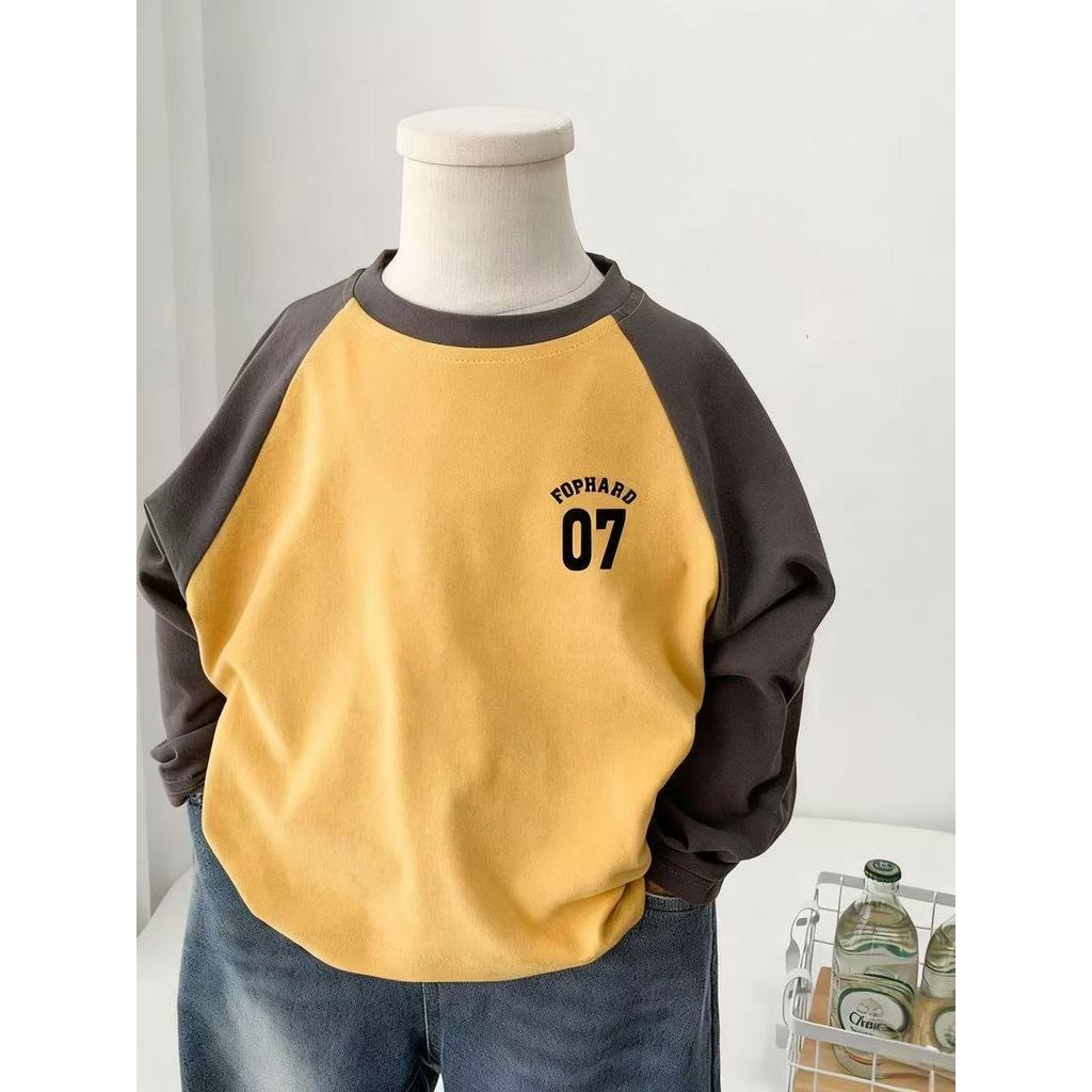 Meninos camiseta de manga comprida primavera outono puro algodão novo estilo médio pequeno crianças estilo ocidental Cas