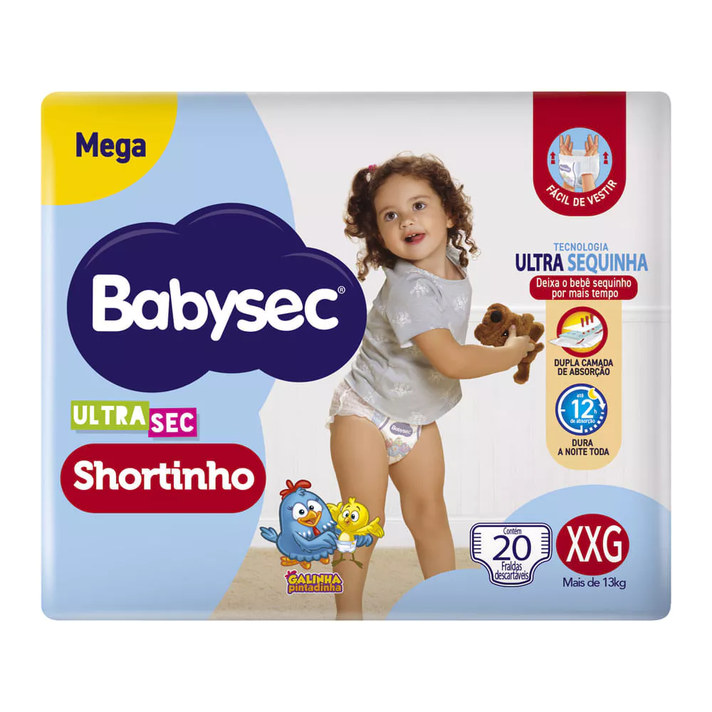 Fralda Babysec Ultrasec Shortinho Mega Tamanho XXG 20 Unidades Descartáveis
