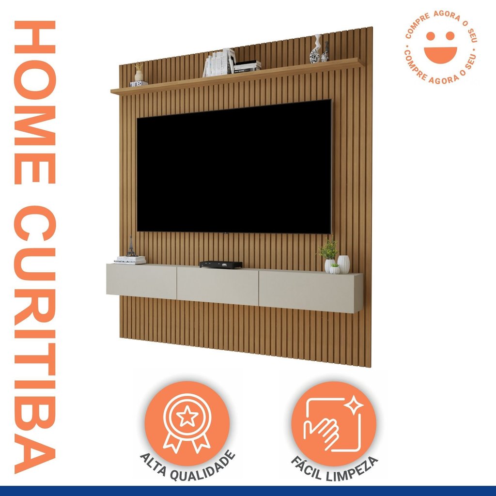 Painel para TV até 70 Polegadas MDF 179CMX218CM Frisado Curitiba Marrom 179 · foto 2