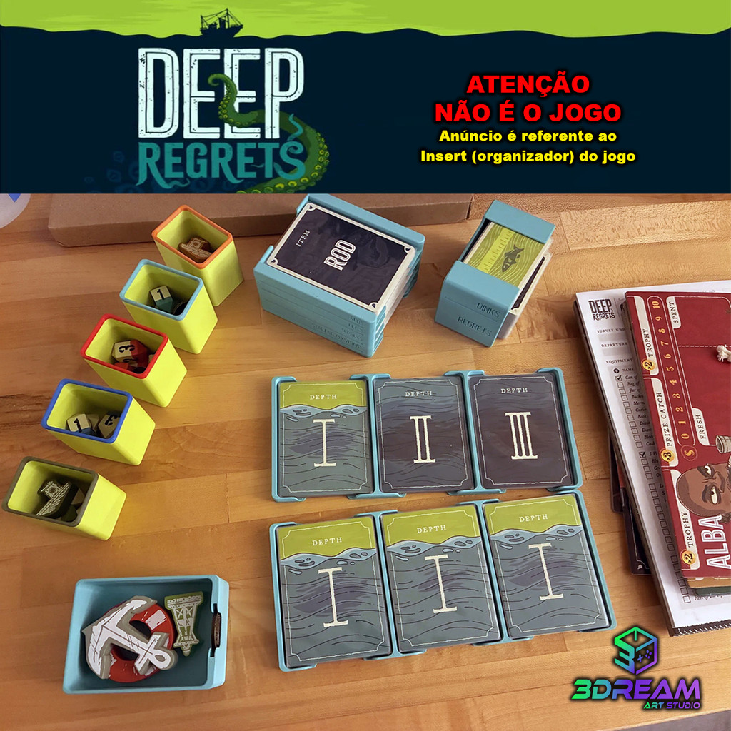 Insert 3D para jogo Deep Regrets compatível com Expansão e Sleeves