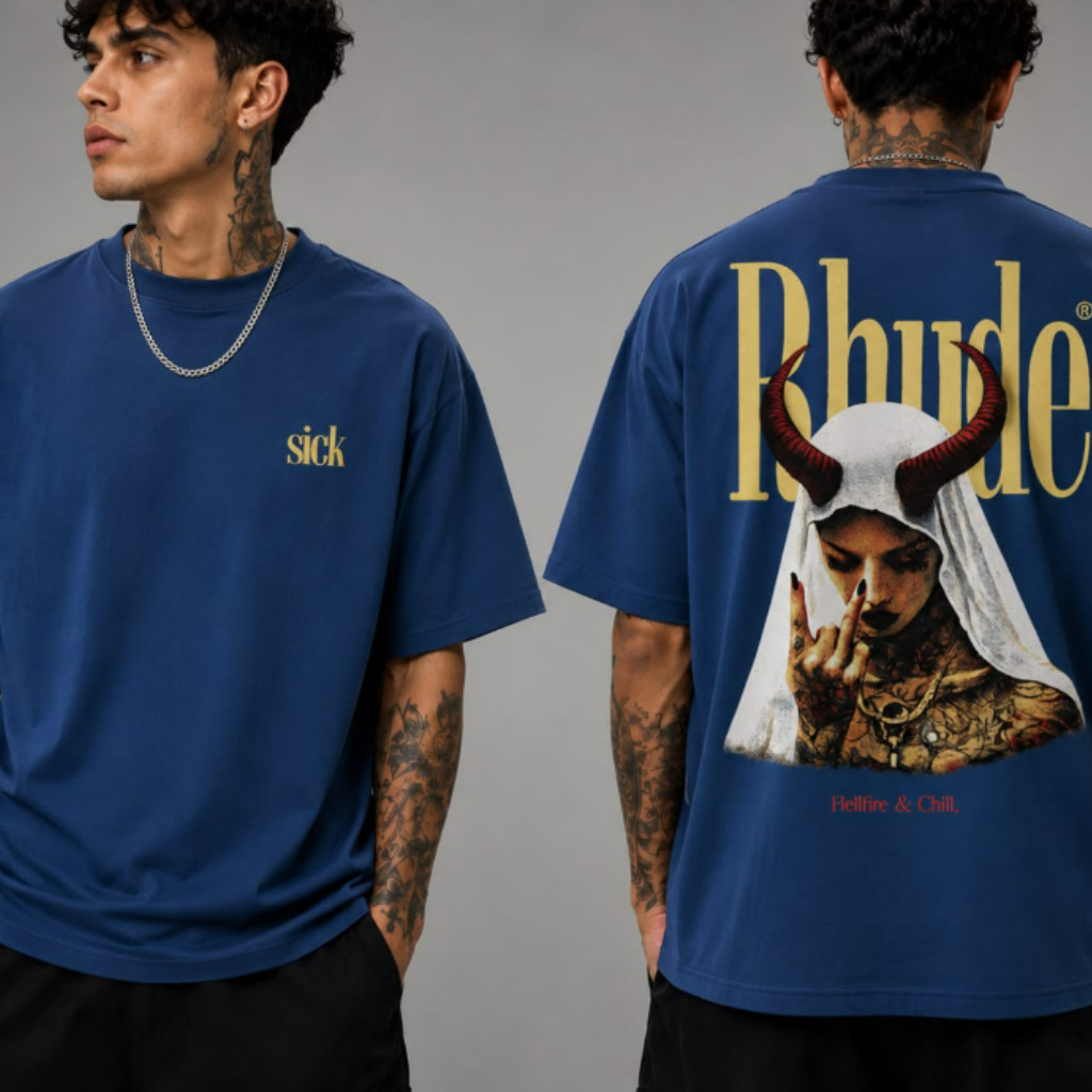 Camiseta Streetwear Oversized Masculina Estilo Urbano Estampa Full Costas Rhude Streetwear Diaba
