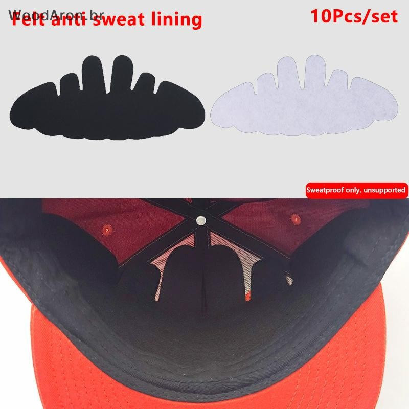 WoodAron 10 Pcs Chapéu Forro De Suor Escudos Almofada Absorvente Previne Manchas Faixas Protetoras Para Beisebol Boné De