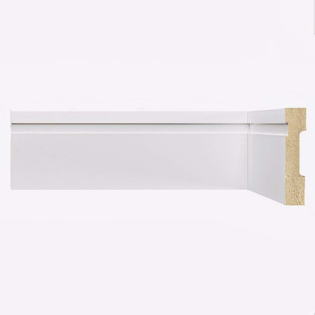 Kit Rodapé de MDF 8CMX15MMX2,40m 10 Barras com Friso 802 Branco Moldufama