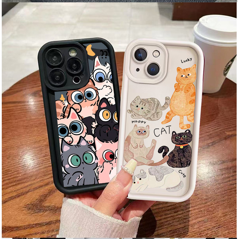 Capa de Telefone Adorável com Estampa de Gato Colorido para Samsung Galaxy A57 A17 A07 A56 A16 A06 A27 A55 A54 A54 A53 A