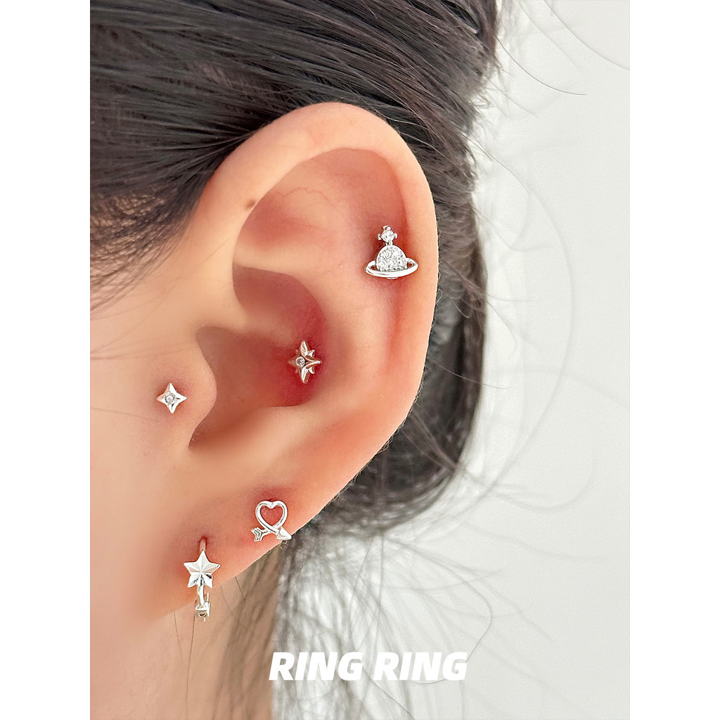 Almofada Almofada Galaxy | Prata pura/RINGRING Store Brincos s999 Brincos Caracol Estrela Saturno Brincos Femini