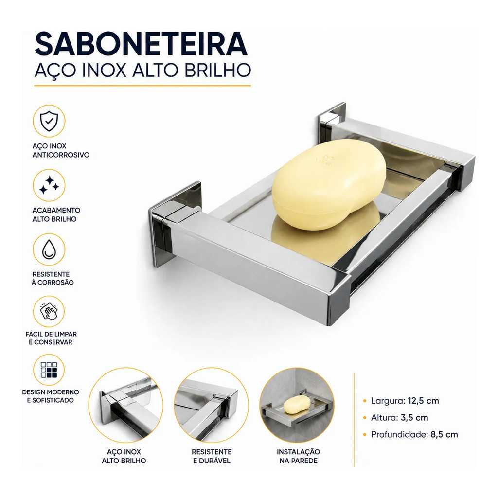 Saboneteira Inox 304 Banheiro