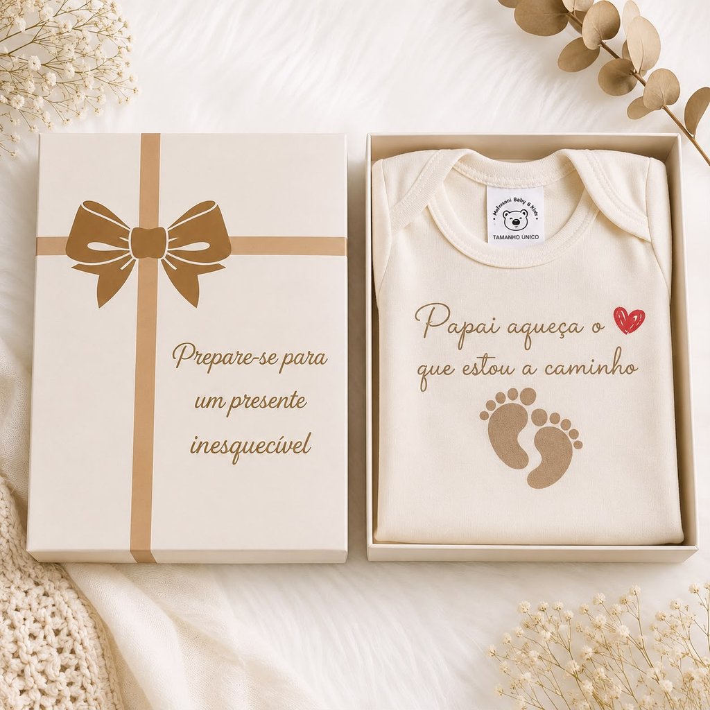 Caixinha Revelação de Gravidez com Body Personalizado – Presente para Anunciar a Chegada do Bebê