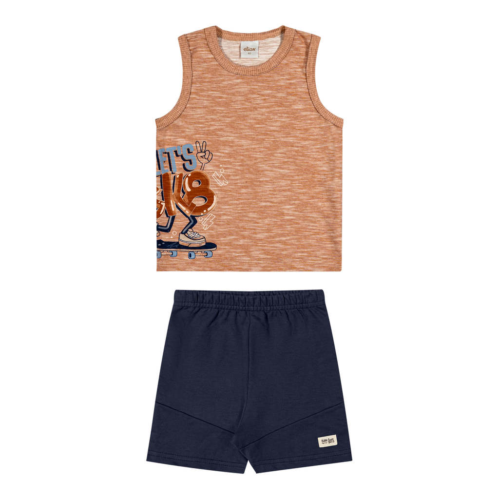 Conjunto Infantil Menino Mesclado Skater Elian Marrom