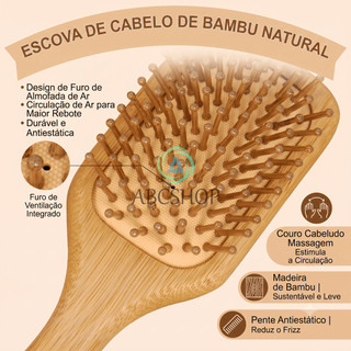 Escova De Cabelo De Bambu Natureza Antiestática De Madeira Couro Cabeludo Massagem Pente …