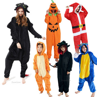Inverno Preto Dragão Cosplay Traje Pijamas Adulto Kigurumi Unicórnio Onesies Anime Camisola Halloween Dos Desenhos Anima