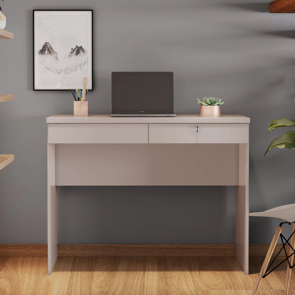 Escrivaninha Mesa Escritório Felicia Candian 105cm Off Branco Off White