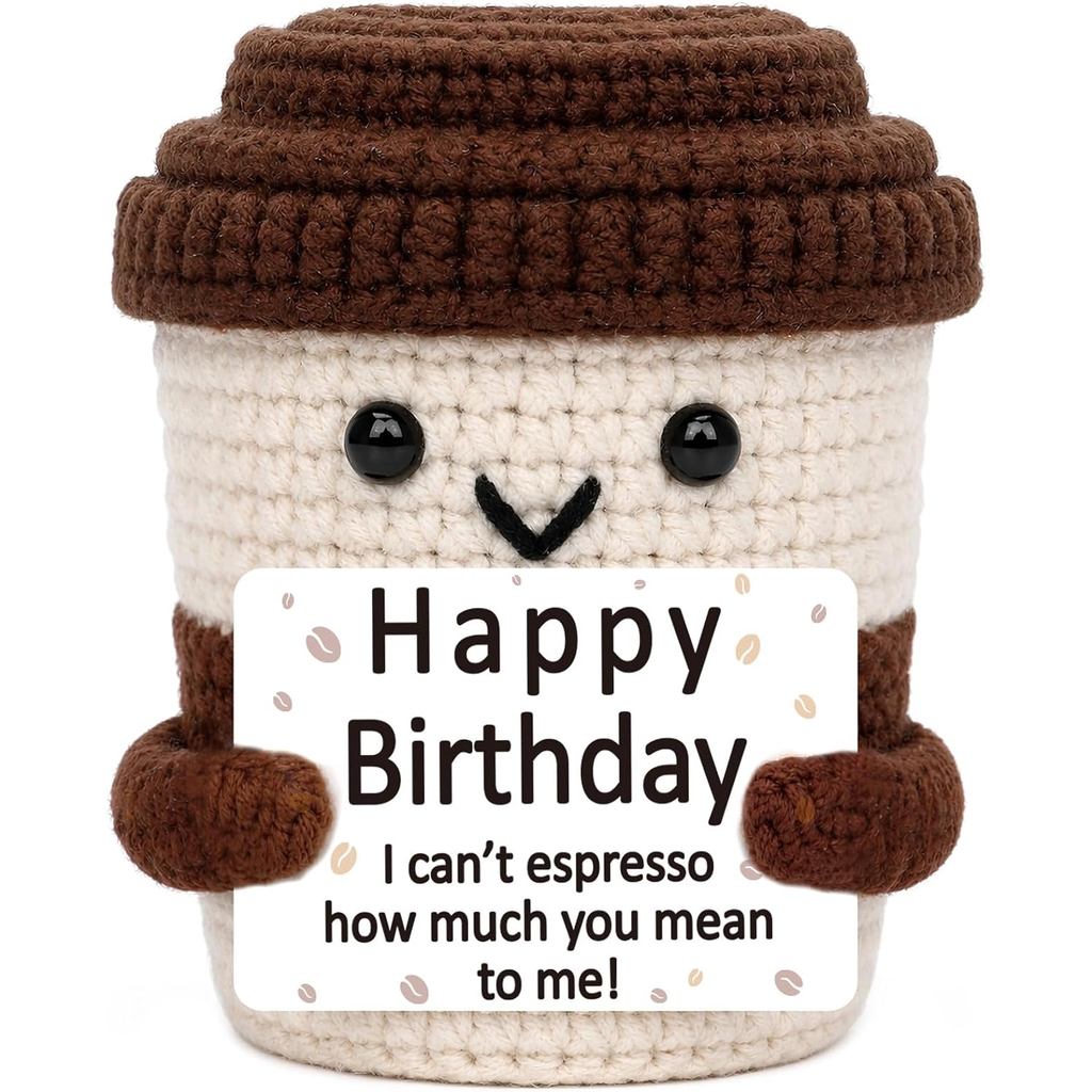 Mini Presentes de Aniversário para Mulheres e Homens, Caneca de Café de Crochê Feita à Mão para Colegas de Trabalho, Ami
