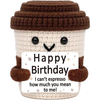Mini Presentes de Aniversário para Mulheres e Homens, Caneca de Café de Crochê Feita à Mão para Colegas de Trabalho, Ami
