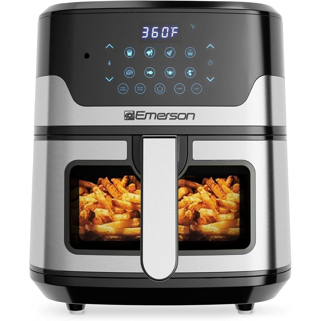 Emerson SmartVoice 5.3QT Air Fryer, mais de 1000 comandos de voz, fogão digital 6 em 1, design compacto para bancada, co