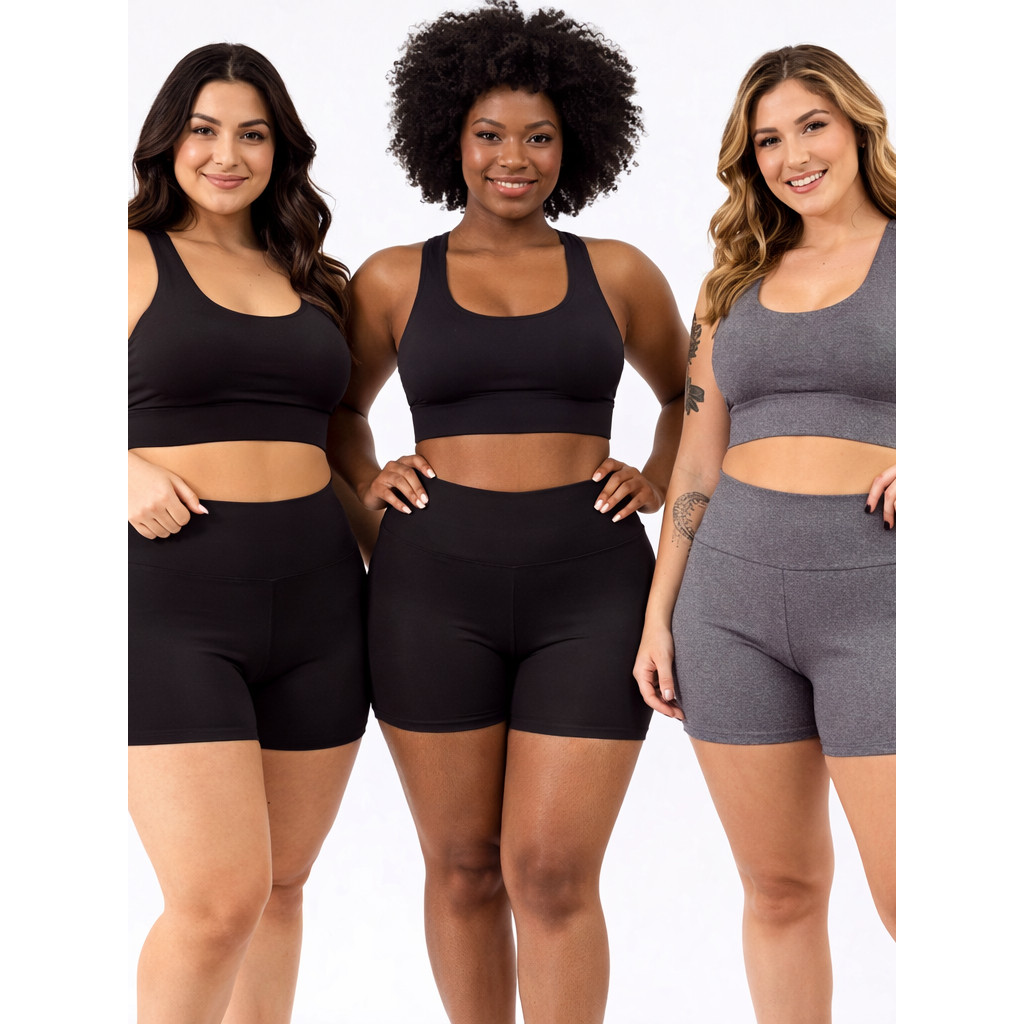 Kit 3 Shorts Suplex Legging Academia Cós Alto Não fica Transparente Treinos Confira