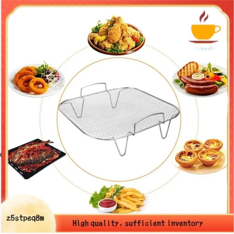 2 Pçs De Aço Inoxidável Fritadeira De Ar Grill Quadrado Rack De Cozimento Peças De Eletrodomésticos