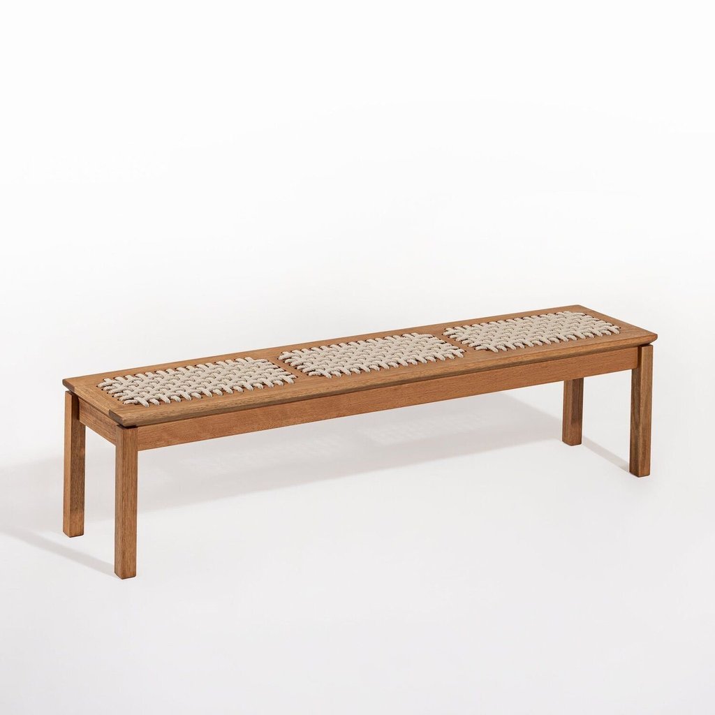Banco em Madeira 180x37cm Linha Traço Bege/Stain Jatobá/Areia